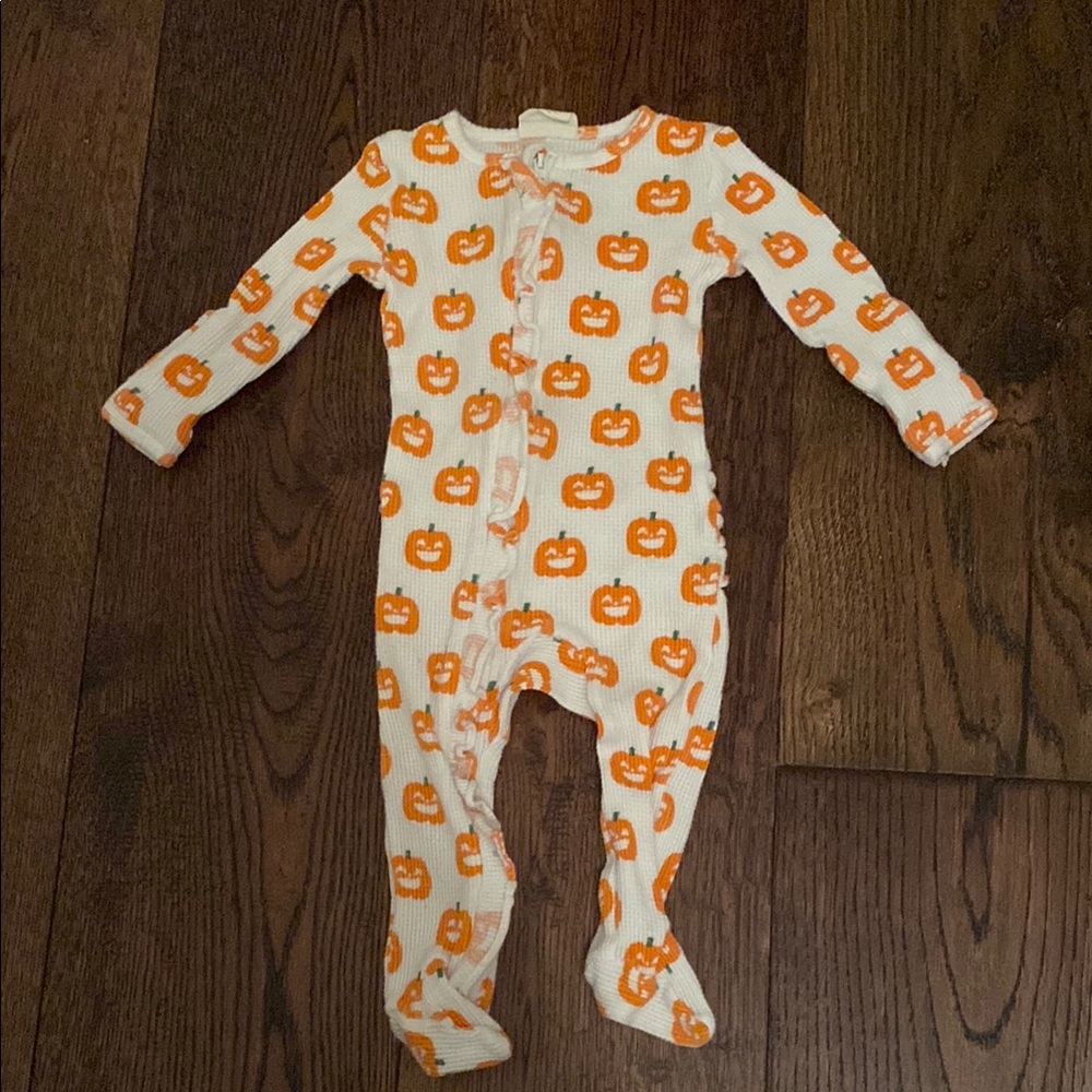 Pumpkin Print Kids Footie PJs